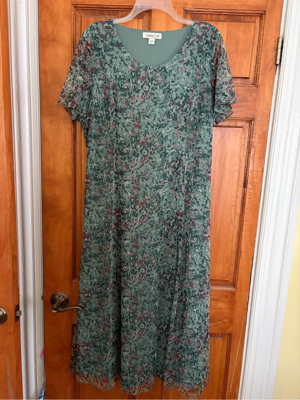 Coldwater Creek Green Floral Midi Dress